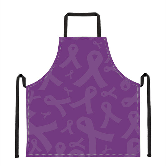 Purple Cancer Awareness Ribbon Print Apron