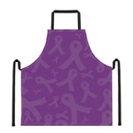 Purple Cancer Awareness Ribbon Print Apron