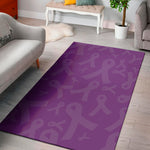 Purple Cancer Awareness Ribbon Print Area Rug