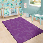 Purple Cancer Awareness Ribbon Print Area Rug