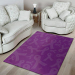 Purple Cancer Awareness Ribbon Print Area Rug