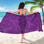 Purple Cancer Awareness Ribbon Print Beach Sarong Wrap