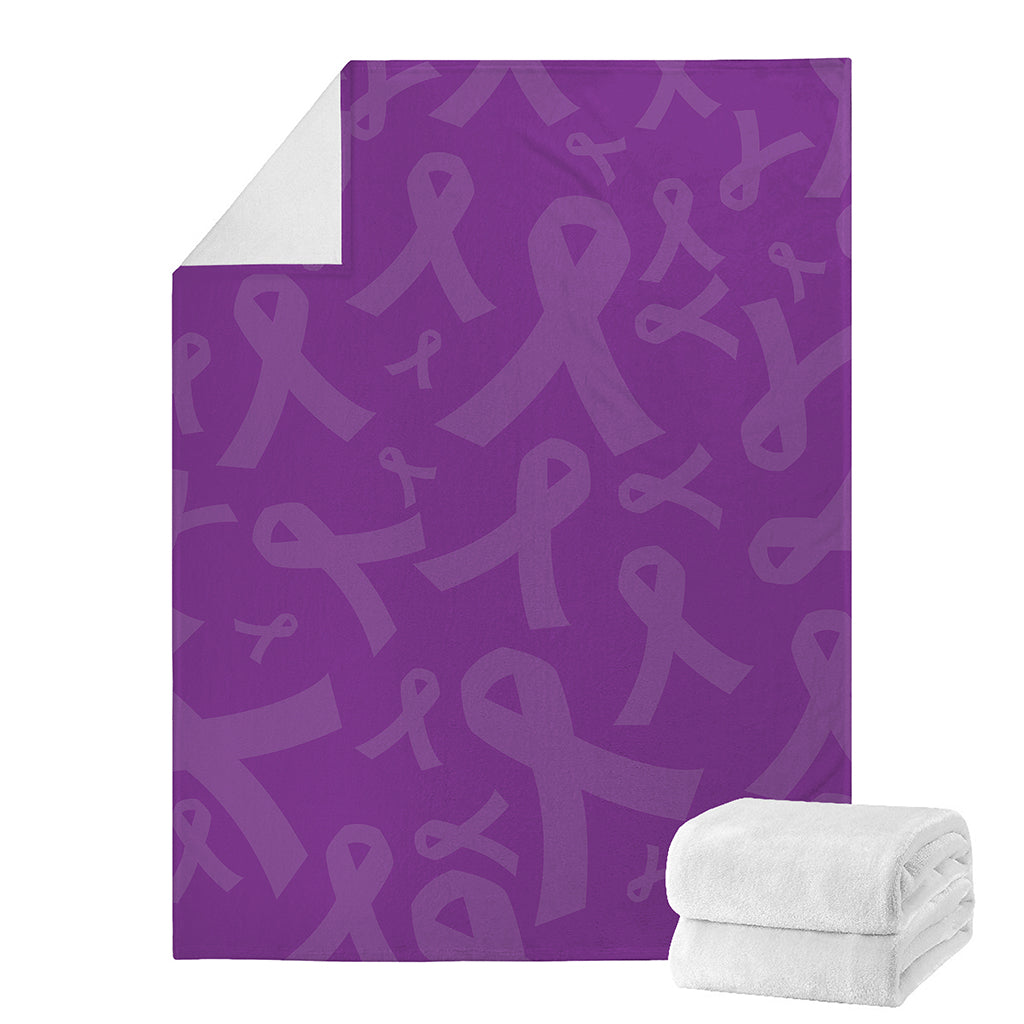Purple Cancer Awareness Ribbon Print Blanket