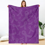 Purple Cancer Awareness Ribbon Print Blanket