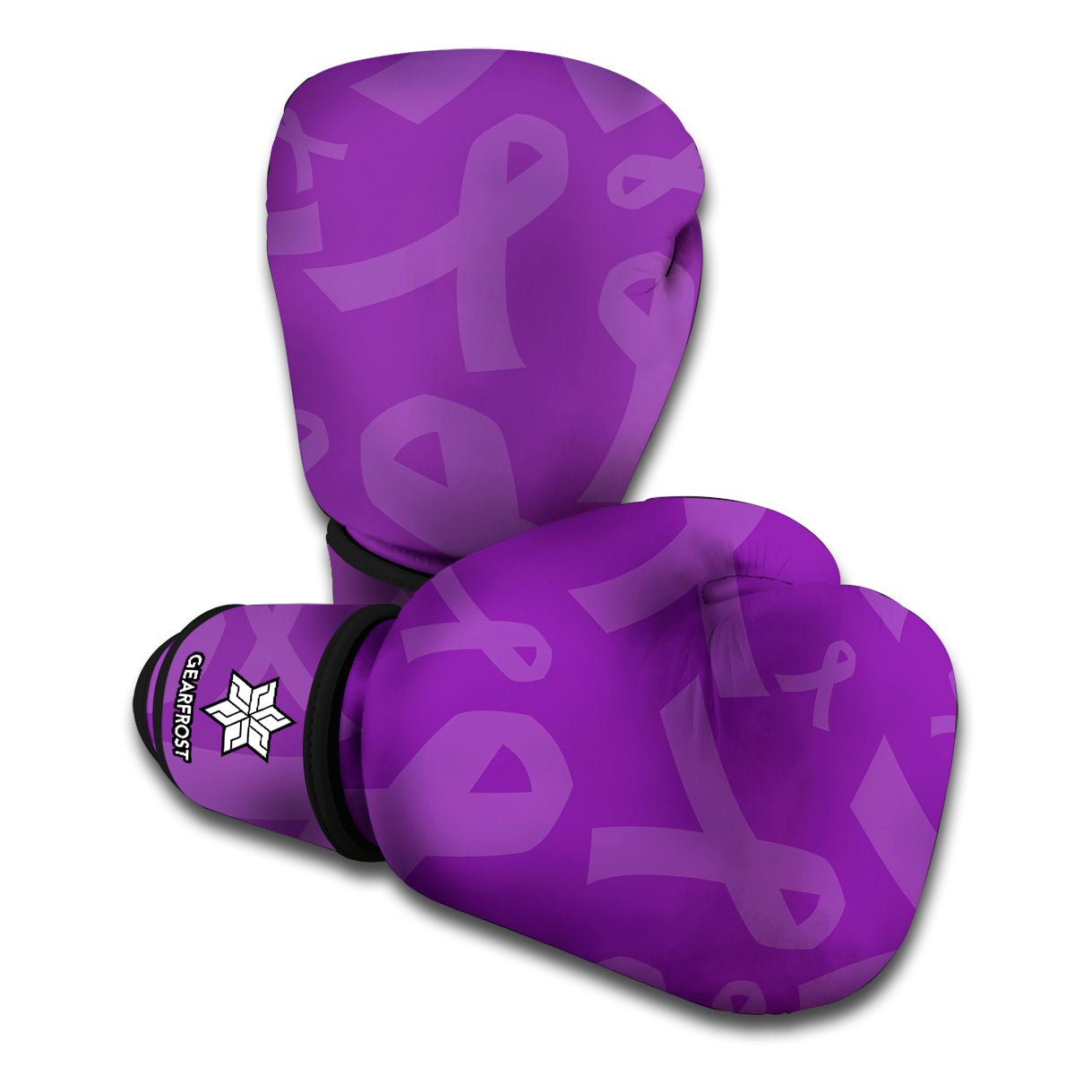 Purple Cancer Awareness Ribbon Print Boxing Gloves