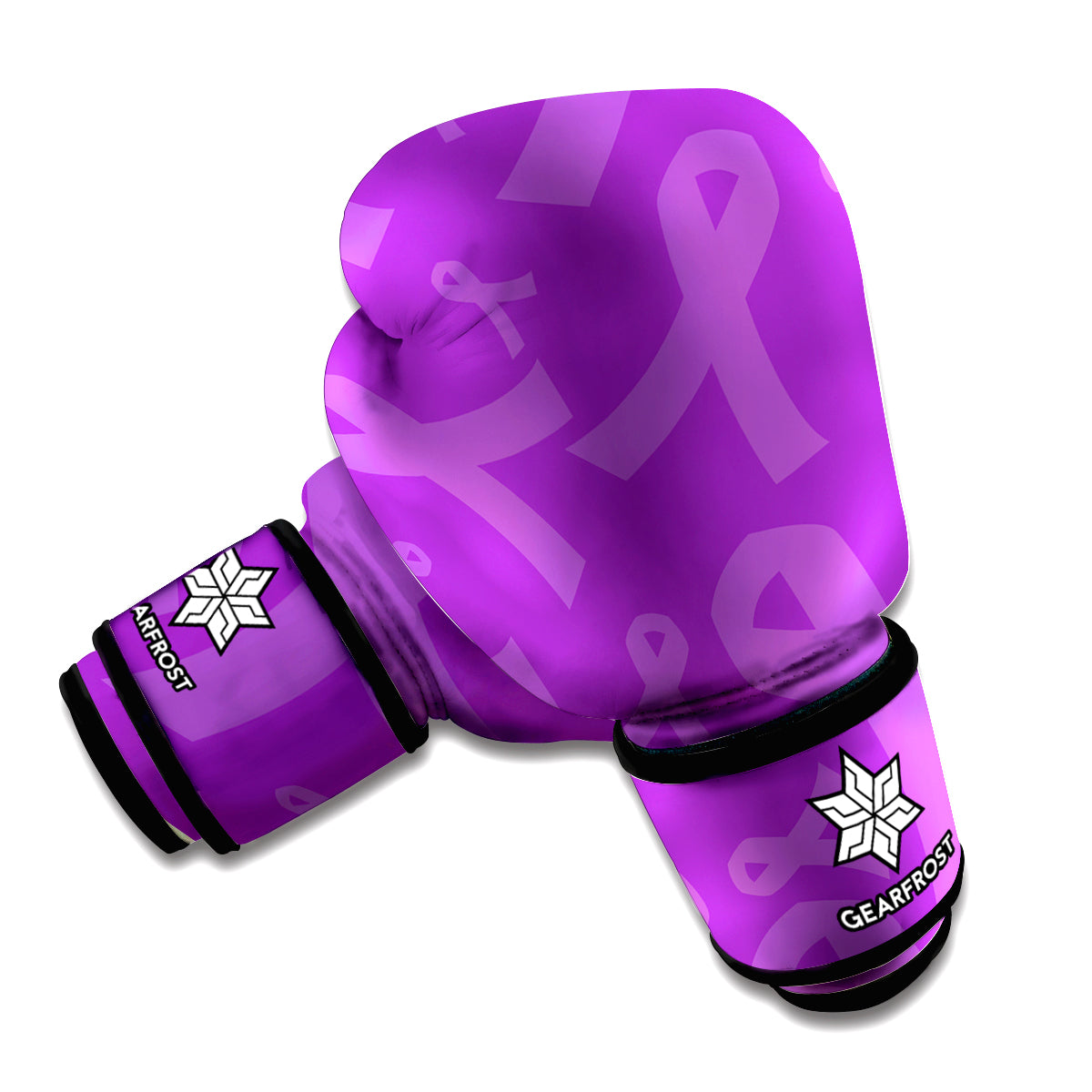 Purple Cancer Awareness Ribbon Print Boxing Gloves