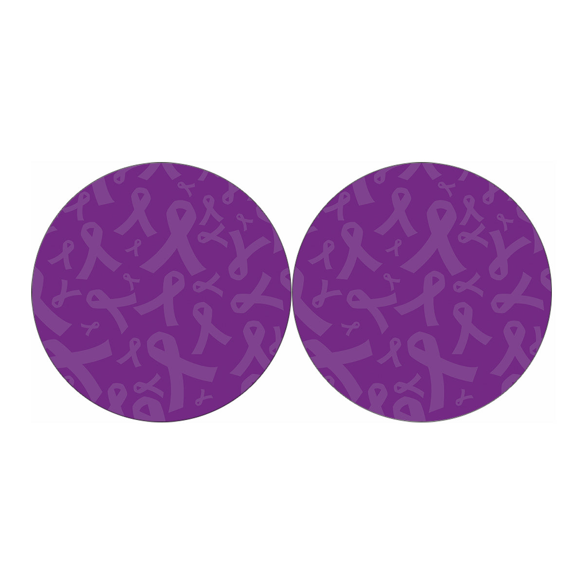 Purple Cancer Awareness Ribbon Print Car Coasters
