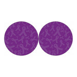 Purple Cancer Awareness Ribbon Print Car Coasters