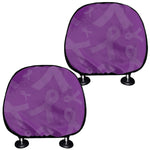 Purple Cancer Awareness Ribbon Print Car Headrest Covers