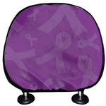 Purple Cancer Awareness Ribbon Print Car Headrest Covers