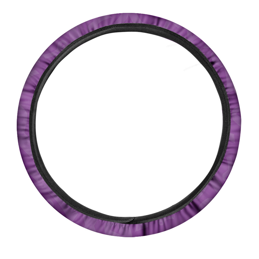 Purple Cancer Awareness Ribbon Print Car Steering Wheel Cover