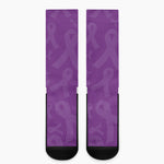 Purple Cancer Awareness Ribbon Print Crew Socks