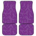 Purple Cancer Awareness Ribbon Print Front and Back Car Floor Mats