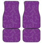Purple Cancer Awareness Ribbon Print Front and Back Car Floor Mats