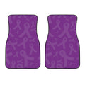 Purple Cancer Awareness Ribbon Print Front Car Floor Mats