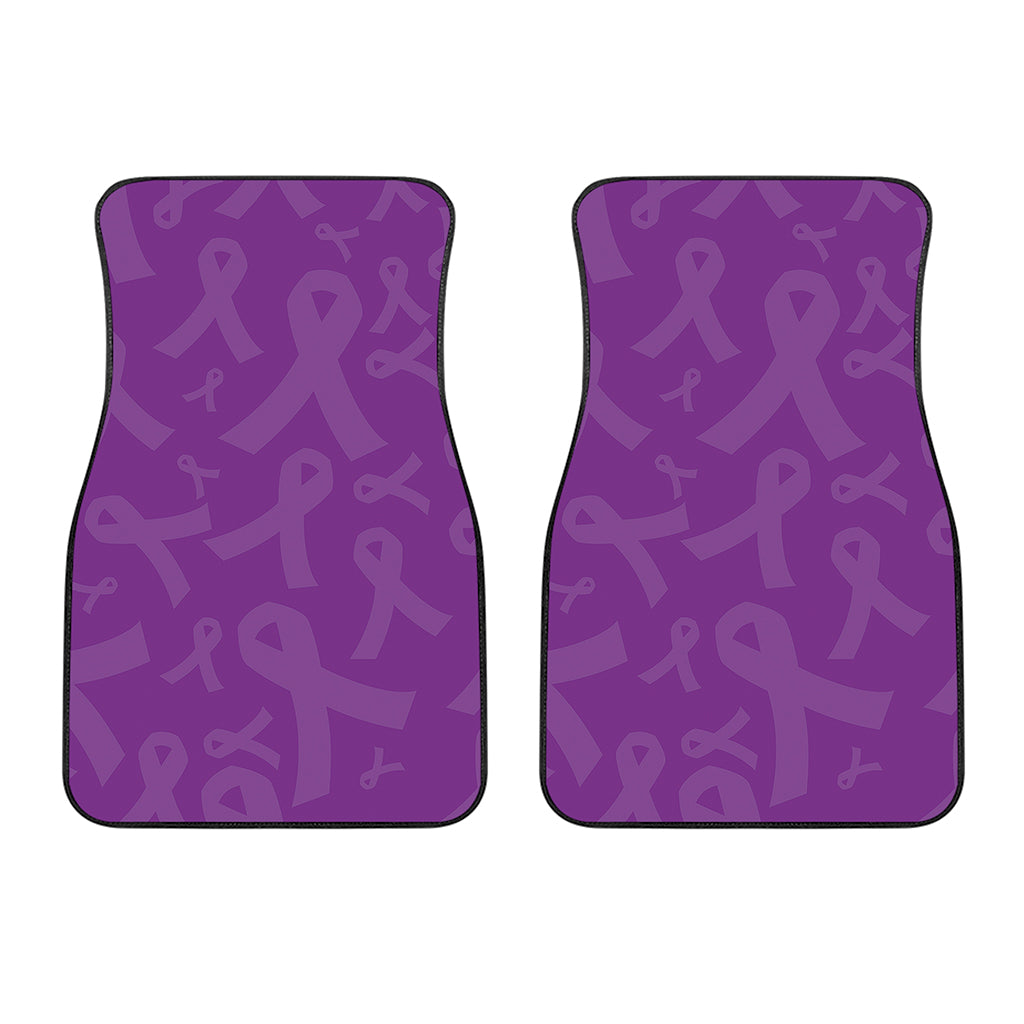 Purple Cancer Awareness Ribbon Print Front Car Floor Mats