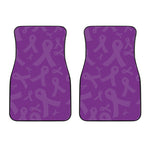 Purple Cancer Awareness Ribbon Print Front Car Floor Mats
