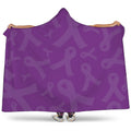 Purple Cancer Awareness Ribbon Print Hooded Blanket