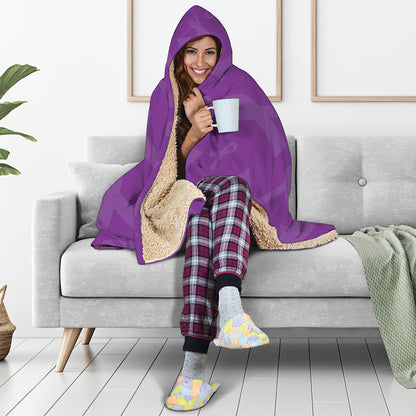 Purple Cancer Awareness Ribbon Print Hooded Blanket