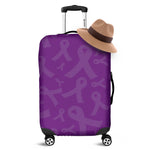 Purple Cancer Awareness Ribbon Print Luggage Cover