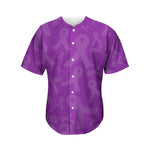 Purple Cancer Awareness Ribbon Print Men's Baseball Jersey