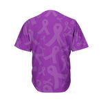 Purple Cancer Awareness Ribbon Print Men's Baseball Jersey