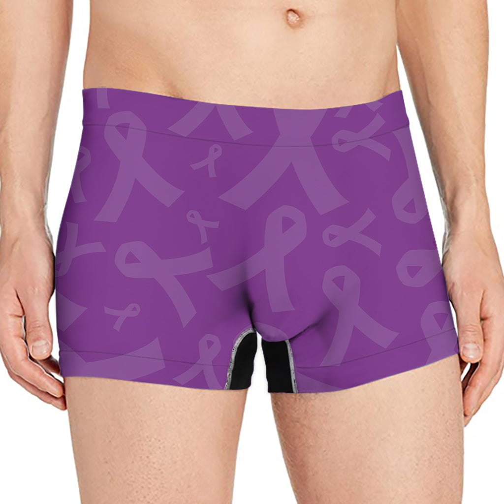 Purple Cancer Awareness Ribbon Print Men's Boxer Briefs