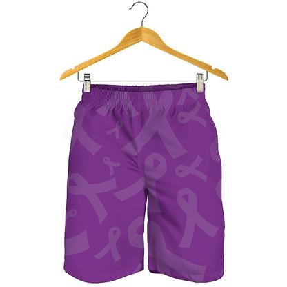 Purple Cancer Awareness Ribbon Print Men's Shorts