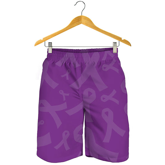Purple Cancer Awareness Ribbon Print Men's Shorts