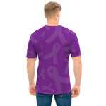 Purple Cancer Awareness Ribbon Print Men's T-Shirt