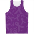 Purple Cancer Awareness Ribbon Print Men's Tank Top