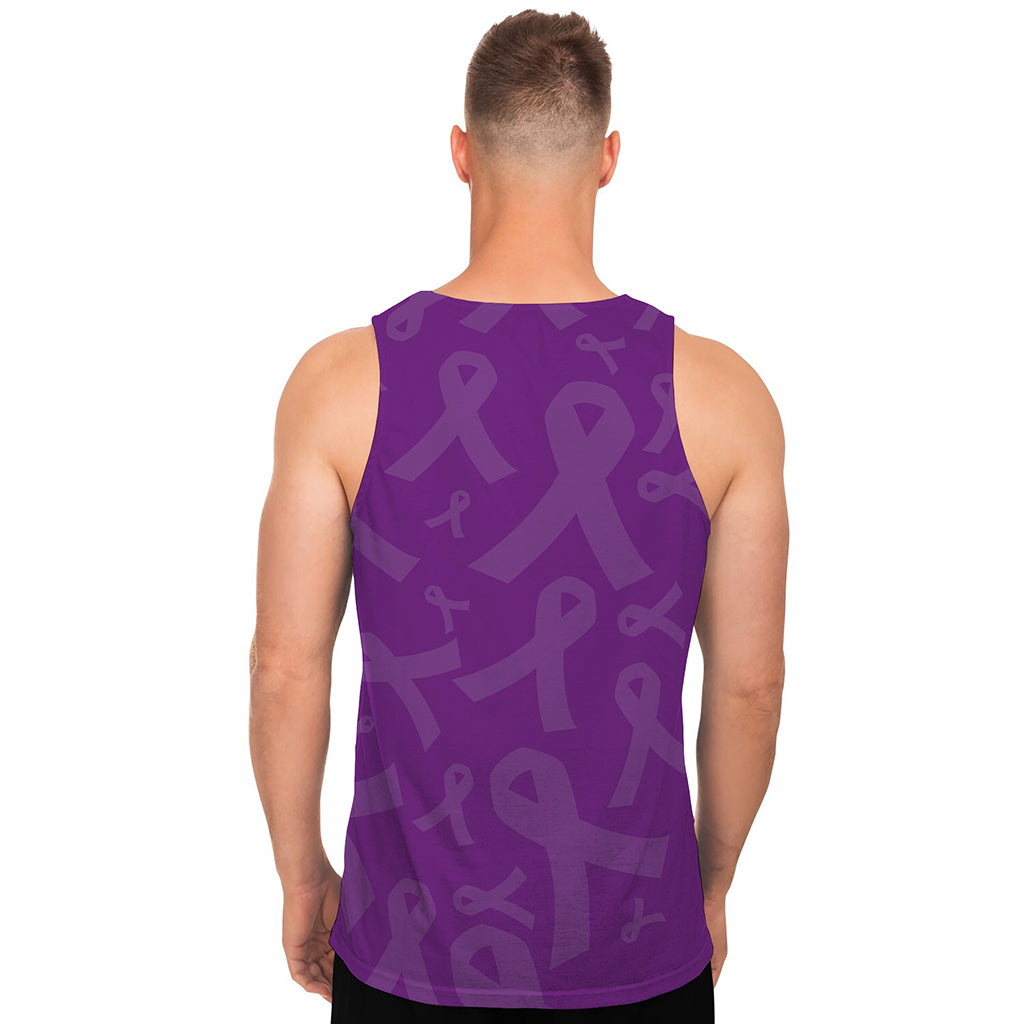 Purple Cancer Awareness Ribbon Print Men's Tank Top