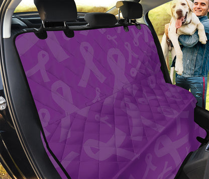 Purple Cancer Awareness Ribbon Print Pet Car Back Seat Cover