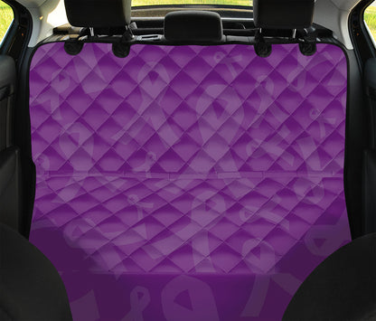 Purple Cancer Awareness Ribbon Print Pet Car Back Seat Cover