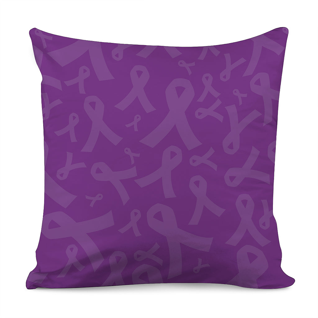Purple Cancer Awareness Ribbon Print Pillow Cover