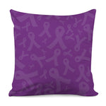 Purple Cancer Awareness Ribbon Print Pillow Cover