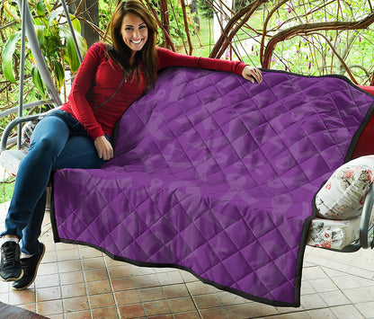 Purple Cancer Awareness Ribbon Print Quilt