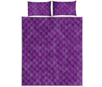 Purple Cancer Awareness Ribbon Print Quilt Bed Set