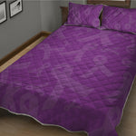 Purple Cancer Awareness Ribbon Print Quilt Bed Set