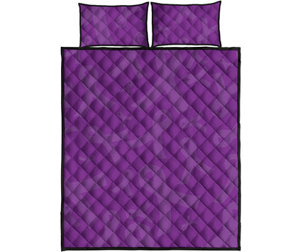 Purple Cancer Awareness Ribbon Print Quilt Bed Set