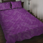 Purple Cancer Awareness Ribbon Print Quilt Bed Set