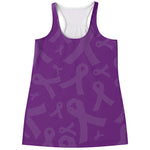 Purple Cancer Awareness Ribbon Print Women's Racerback Tank Top