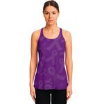 Purple Cancer Awareness Ribbon Print Women's Racerback Tank Top