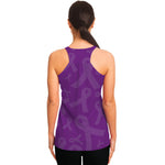 Purple Cancer Awareness Ribbon Print Women's Racerback Tank Top