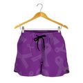 Purple Cancer Awareness Ribbon Print Women's Shorts