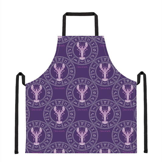 Purple Cancer Zodiac Pattern Print Apron