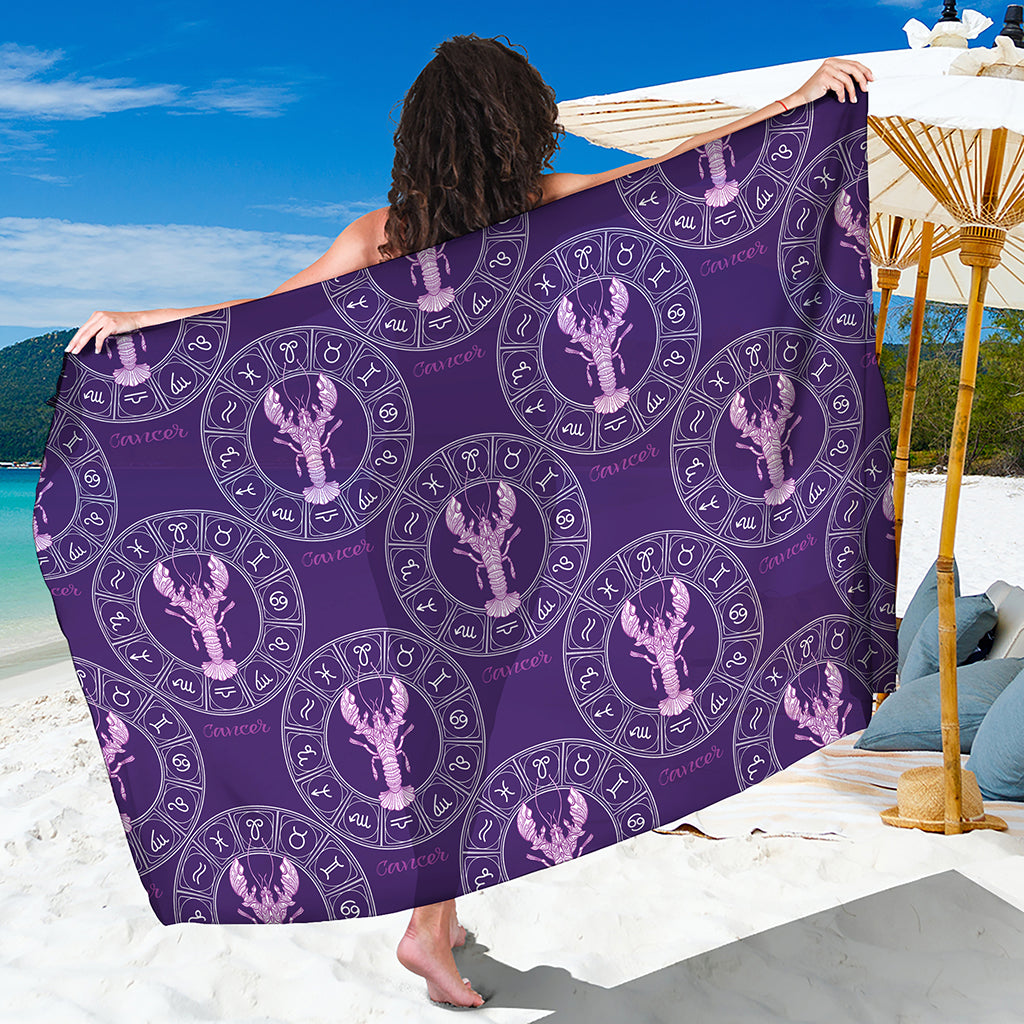 Purple Cancer Zodiac Pattern Print Beach Sarong Wrap