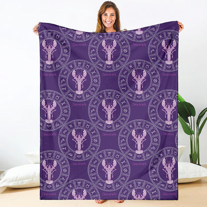 Purple Cancer Zodiac Pattern Print Blanket