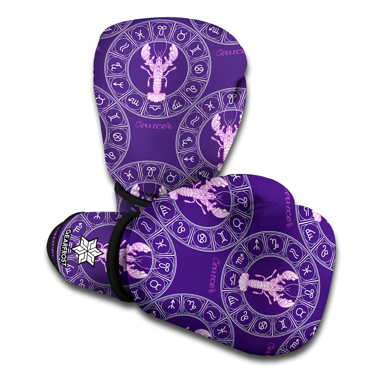 Purple Cancer Zodiac Pattern Print Boxing Gloves