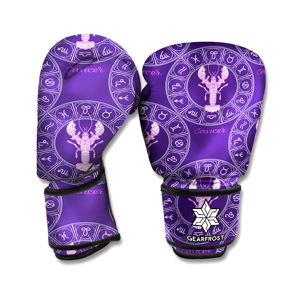 Purple Cancer Zodiac Pattern Print Boxing Gloves